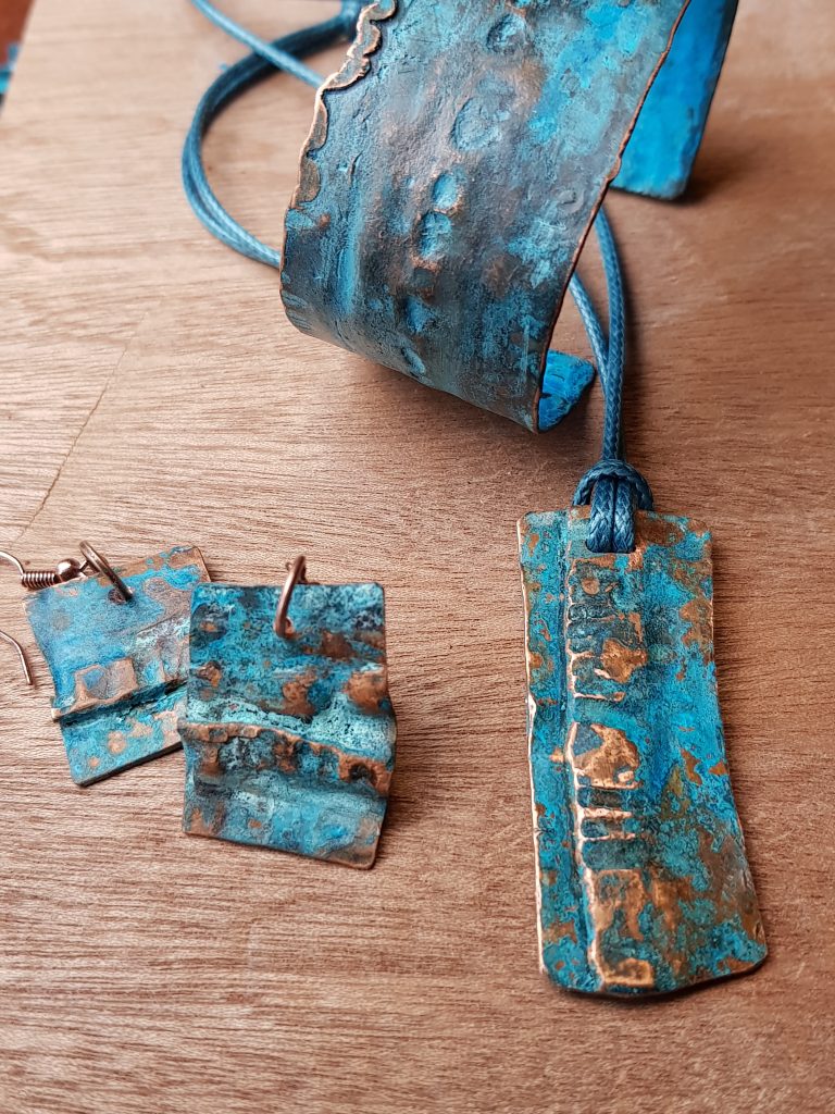 Patinás medál - fülbevaló - karkötő